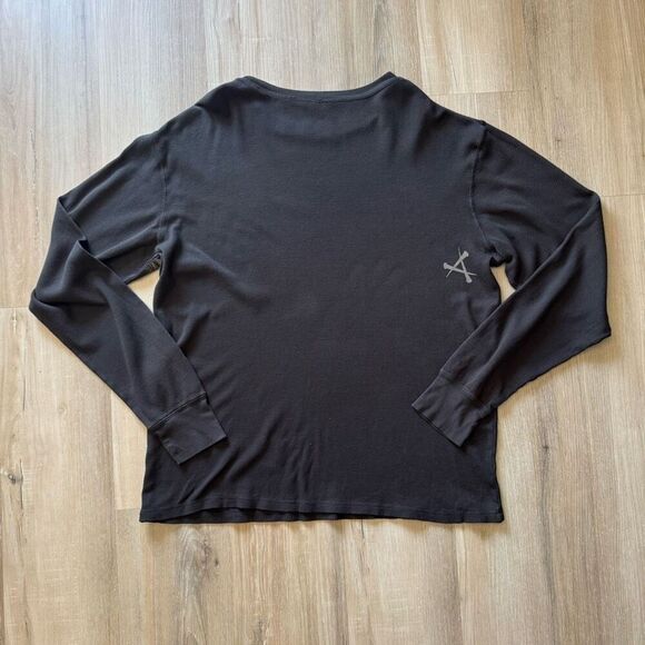 Affliction Size 2XL Long Sleeve Wing Graphic Thermal Dark Brown Y2K Skull Grunge - Picture 3 of 4